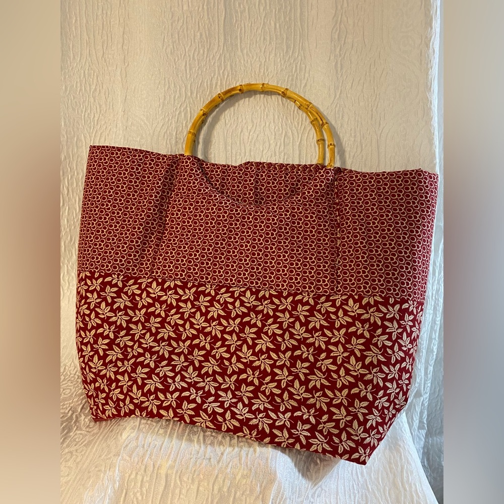 Handmade Large Tote With Wood Handles